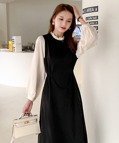 EPICKS(エピックス)の「ドッキングフリルネックロングワンピース(ワンピース・レディース・ブラック・L/XXL/XL/M)」の5枚目の写真