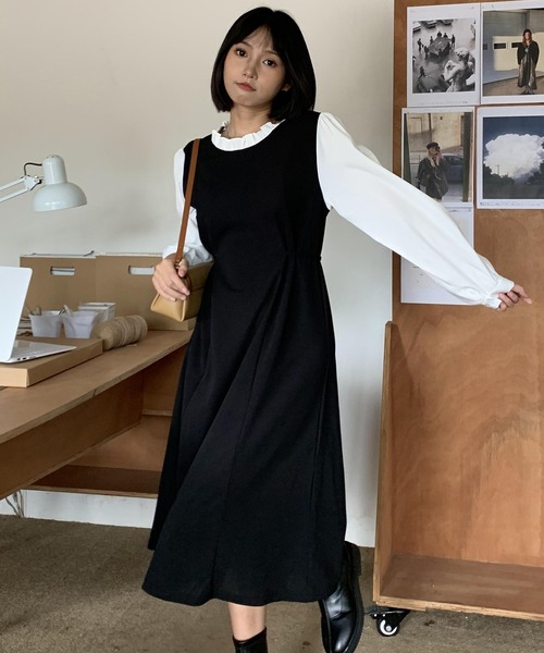 EPICKS(エピックス)の「ドッキングフリルネックロングワンピース(ワンピース・レディース・ブラック・L/XXL/XL/M)」の15枚目の写真