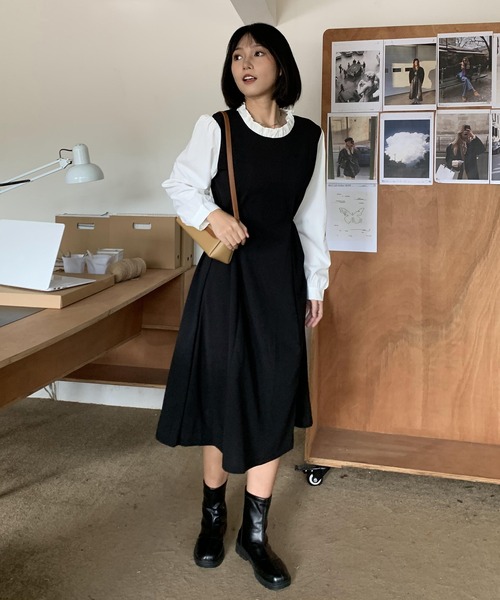 EPICKS(エピックス)の「ドッキングフリルネックロングワンピース(ワンピース・レディース・ブラック・L/XXL/XL/M)」の16枚目の写真