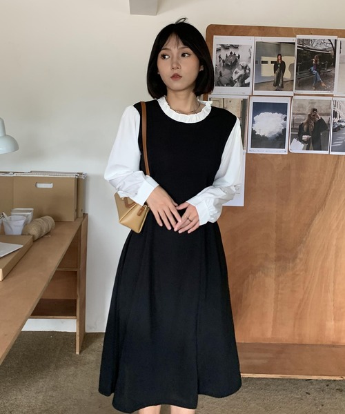 EPICKS(エピックス)の「ドッキングフリルネックロングワンピース(ワンピース・レディース・ブラック・L/XXL/XL/M)」の17枚目の写真