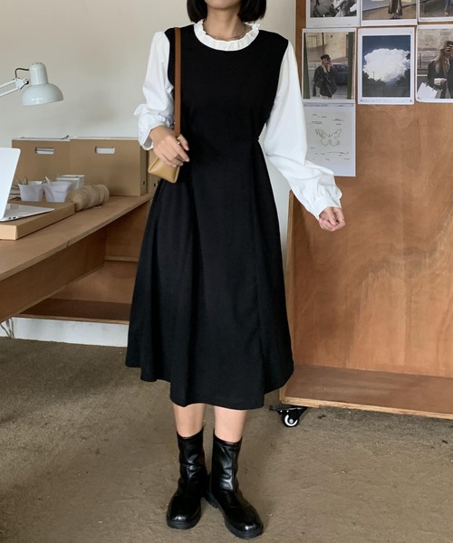 EPICKS(エピックス)の「ドッキングフリルネックロングワンピース(ワンピース・レディース・ブラック・L/XXL/XL/M)」の21枚目の写真