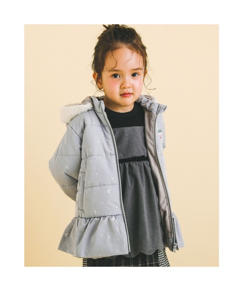 SLAP SLIP（スラップスリップ）の「SLAPSLIP/取り外し可能フード付きキラキラ箔プリント裏フリースタフタ中綿ジャケット(80~130cm)（ブルゾン・キッズ・ピンク/ブルー・90/110/130/100/120）」の7枚目の写真