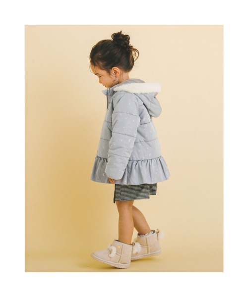 SLAP SLIP（スラップスリップ）の「SLAPSLIP/取り外し可能フード付きキラキラ箔プリント裏フリースタフタ中綿ジャケット(80~130cm)（ブルゾン・キッズ・ピンク/ブルー・90/110/130/100/120）」の8枚目の写真