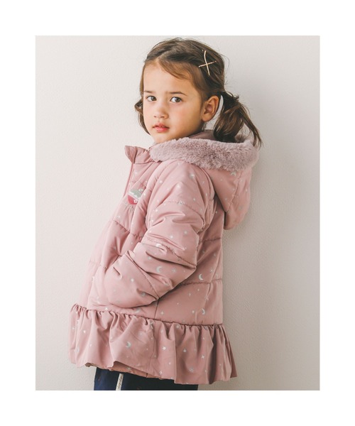 SLAP SLIP（スラップスリップ）の「SLAPSLIP/取り外し可能フード付きキラキラ箔プリント裏フリースタフタ中綿ジャケット(80~130cm)（ブルゾン・キッズ・ピンク/ブルー・90/110/130/100/120）」の9枚目の写真