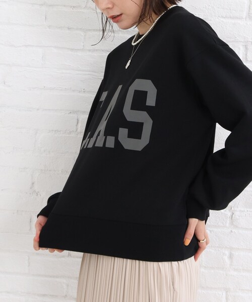 SHOO・LA・RUE（シューラルー）の「◆バリエーション豊富な12色展開！！プリント スウェット（スウェット・レディース・ダークグリーン系3/アイボリー/ブラック系4/ネイビー/ピンク系5/グレー系/ブラック系6/ライトグレー系3/アイボリー系5/アイボリー系6/ダークグリーン系5/グレー系4・03/02）」の3枚目の写真