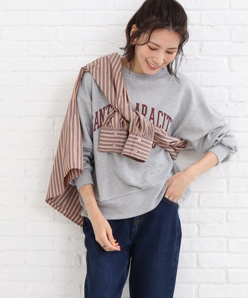 SHOO・LA・RUE（シューラルー）の「◆バリエーション豊富な12色展開！！プリント スウェット（スウェット・レディース・ダークグリーン系3/アイボリー/ブラック系4/ネイビー/ピンク系5/グレー系/ブラック系6/ライトグレー系3/アイボリー系5/アイボリー系6/ダークグリーン系5/グレー系4・03/02）」の6枚目の写真