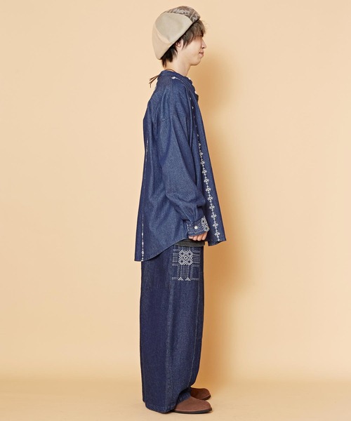 チャイハネ（チャイハネ）の「【チャイハネ】サシキMEN'Sデニムワイドパンツ（デニムパンツ・メンズ・ライトブルー/インディゴブルー/ブラック/ホワイト・FREE）」の9枚目の写真