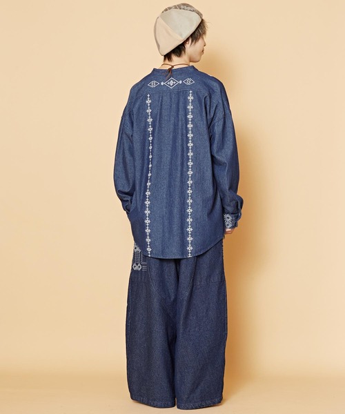 チャイハネ（チャイハネ）の「【チャイハネ】サシキMEN'Sデニムワイドパンツ（デニムパンツ・メンズ・ライトブルー/インディゴブルー/ブラック/ホワイト・FREE）」の10枚目の写真