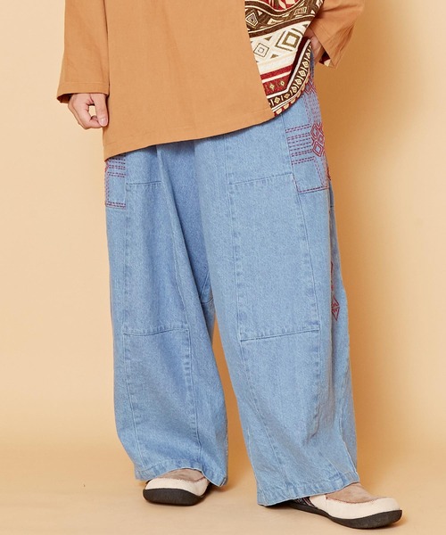 チャイハネ（チャイハネ）の「【チャイハネ】サシキMEN'Sデニムワイドパンツ（デニムパンツ・メンズ・ライトブルー/インディゴブルー/ブラック/ホワイト・FREE）」の19枚目の写真