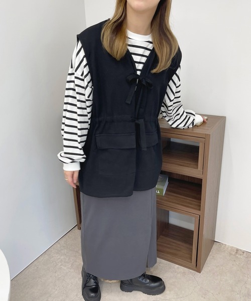 apres jour(アプレジュール)の「ミリタリーベスト【ZOZOTOWN限定アイテム】(ベスト・レディース・ブラック/カーキ・X-LARGE/フリー)」の4枚目の写真