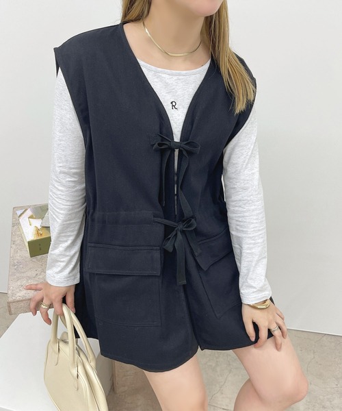 apres jour(アプレジュール)の「ミリタリーベスト【ZOZOTOWN限定アイテム】(ベスト・レディース・ブラック/カーキ・X-LARGE/フリー)」の9枚目の写真