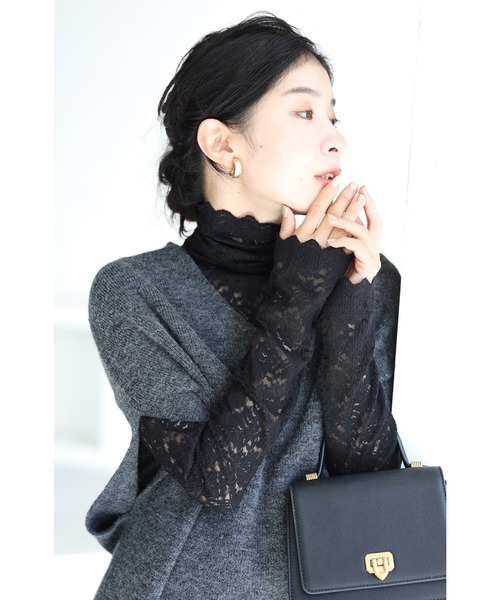 cawaii（カワイイ）の「抜け感が出せる　レース重ね着シアーインナートップス（Tシャツ/カットソー・レディース・ホワイト/ブラック・M/L/XL）」の3枚目の写真