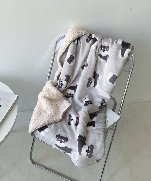 新品！　 Amuseables バケット　ふわふわ ASHEL 7cmボーダー2WAY毛布【シングル】ブランケット ふわふわ 洗える