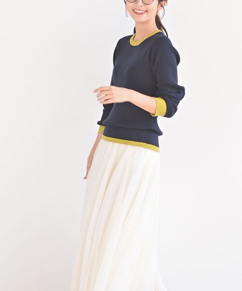 rps(アールピーエス)の「配色リブニットプルオーバー(ニット/セーター・レディース・ブラック/グレイッシュベージュ/ネイビー/アイボリー/杢グレー・L/M)」の21枚目の写真
