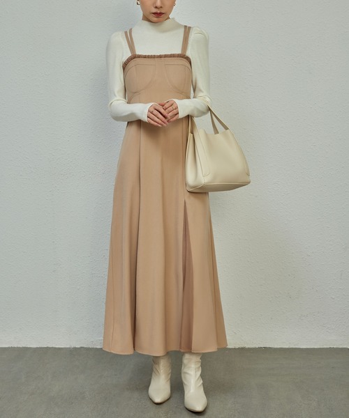 MAISON DE THERESE（メゾン ド テレーズ）の「ダブルショルダー フレアワンピース フリル付き  ポリエステル デイリー（ワンピース・レディース・ブラック/パープル/ベージュ・M）」の21枚目の写真
