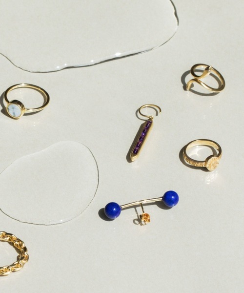 [ancient] ラピスラズリ ダブルボール シングル ピアス