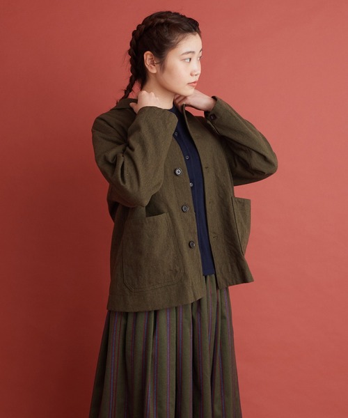 Malle（マル）の「Ｍalle アーミーウール　ワークジャケット（その他アウター・レディース・カーキ・FREE）」の3枚目の写真