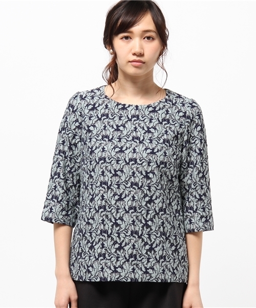 FIGARO Paris（フィガロパリ）の「◆ボーダーフラワーレース プルオーバー（シャツ/ブラウス・レディース・チャコールグレー/ネイビー・36/38）」の3枚目の写真