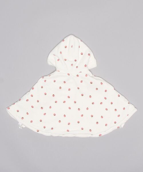 SLAP SLIP BABY（スラップスリップベビー）の「SLAPSLIPBABY/イチゴ花総柄ファーパッチ裏ボアマントベビー(50~90cm)（ポンチョ・キッズ・オフホワイト/ピンク・ONESIZE）」の13枚目の写真