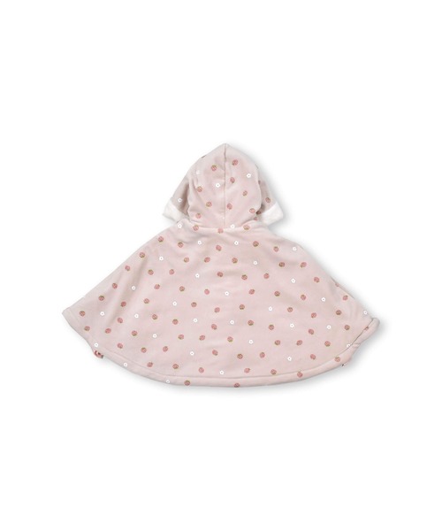 SLAP SLIP BABY（スラップスリップベビー）の「SLAPSLIPBABY/イチゴ花総柄ファーパッチ裏ボアマントベビー(50~90cm)（ポンチョ・キッズ・オフホワイト/ピンク・ONESIZE）」の12枚目の写真