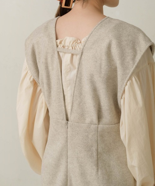 Bab（バブ）の「【低身長向けサイズあり】ウールライクリボンセットジャンスカ（ジャンパースカート・レディース・ブラック/ベージュ・M/S）」の20枚目の写真