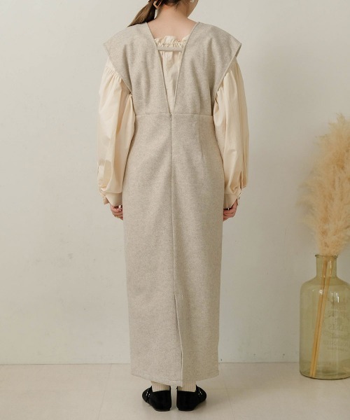 Bab（バブ）の「【低身長向けサイズあり】ウールライクリボンセットジャンスカ（ジャンパースカート・レディース・ブラック/ベージュ・M/S）」の21枚目の写真