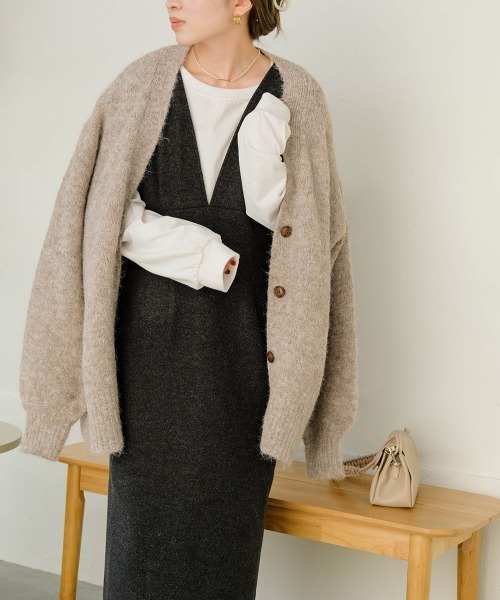 Bab（バブ）の「【低身長向けサイズあり】ウールライクリボンセットジャンスカ（ジャンパースカート・レディース・ブラック/ベージュ・M/S）」の9枚目の写真