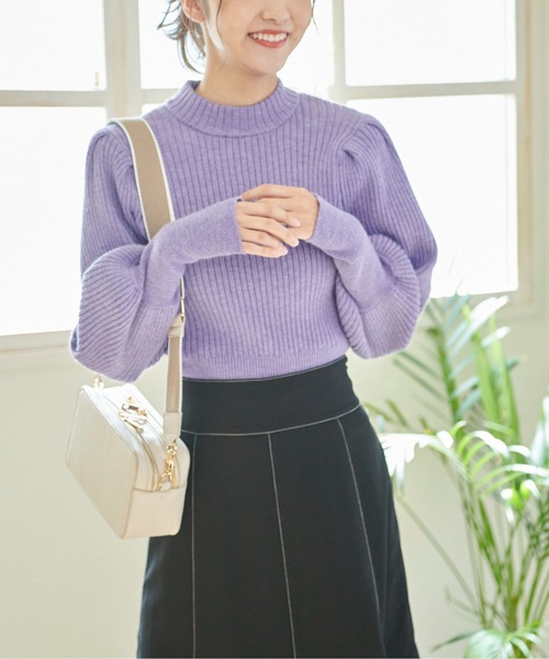FREE'S MART（フリーズマート）の「◆リブハイネックボリュームスリーブニット（ニット/セーター・レディース・パープル/グリーン/ブラック/ホワイト・FREE）」の20枚目の写真