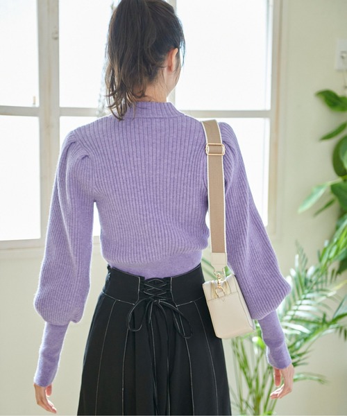 FREE'S MART（フリーズマート）の「◆リブハイネックボリュームスリーブニット（ニット/セーター・レディース・パープル/グリーン/ブラック/ホワイト・FREE）」の15枚目の写真