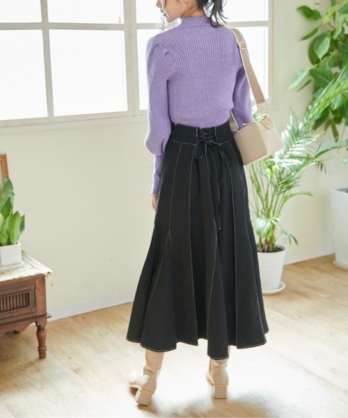 FREE'S MART（フリーズマート）の「◆リブハイネックボリュームスリーブニット（ニット/セーター・レディース・パープル/グリーン/ブラック/ホワイト・FREE）」の21枚目の写真