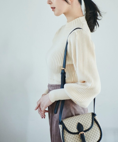 FREE'S MART（フリーズマート）の「◆リブハイネックボリュームスリーブニット（ニット/セーター・レディース・パープル/グリーン/ブラック/ホワイト・FREE）」の16枚目の写真