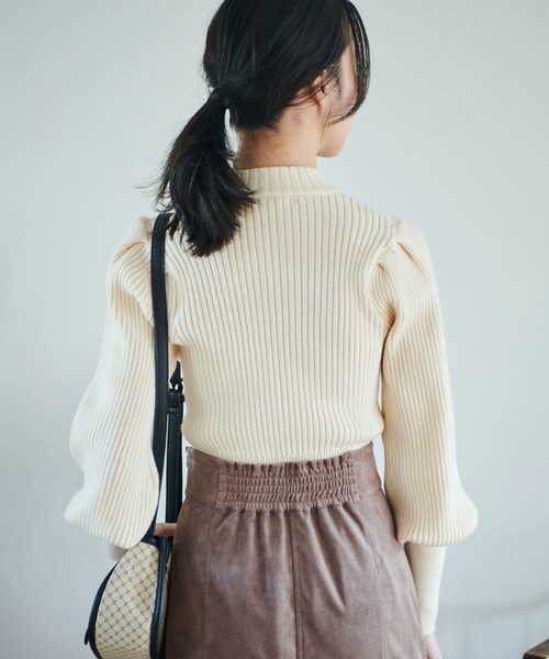 FREE'S MART（フリーズマート）の「◆リブハイネックボリュームスリーブニット（ニット/セーター・レディース・パープル/グリーン/ブラック/ホワイト・FREE）」の11枚目の写真