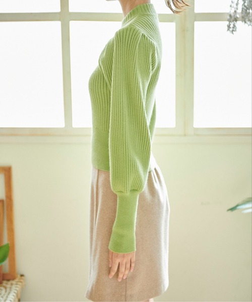 FREE'S MART（フリーズマート）の「◆リブハイネックボリュームスリーブニット（ニット/セーター・レディース・パープル/グリーン/ブラック/ホワイト・FREE）」の13枚目の写真