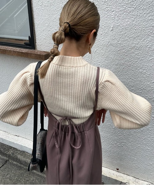 FREE'S MART（フリーズマート）の「◆リブハイネックボリュームスリーブニット（ニット/セーター・レディース・パープル/グリーン/ブラック/ホワイト・FREE）」の7枚目の写真