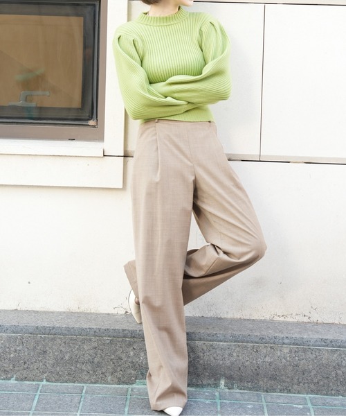 FREE'S MART（フリーズマート）の「◆リブハイネックボリュームスリーブニット（ニット/セーター・レディース・パープル/グリーン/ブラック/ホワイト・FREE）」の5枚目の写真