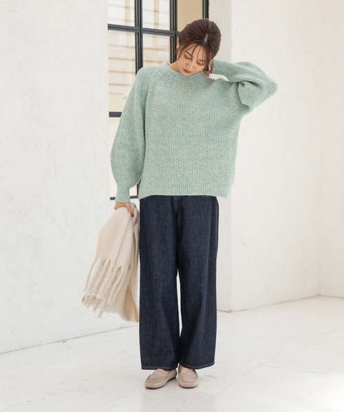 GLOBAL WORK(グローバルワーク)の「フワフワHug meアゼプルオーバー/295862(ニット/セーター・レディース・ブルー/オレンジ系その他6/キャメル/グリーン系その他3/ブラウン系その他6・MEDIUM/LARGE)」の7枚目の写真