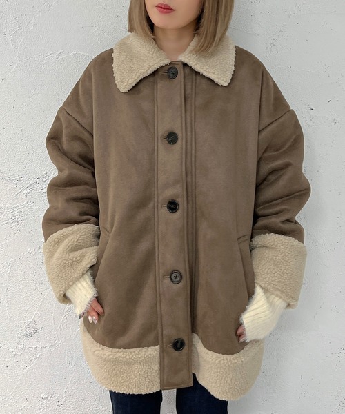 apres jour mignon(アプレジュールミニョン)の「フェイクムートンコート【ZOZOTOWN限定アイテム】(ムートンコート・レディース・アイボリー/モカ・X-LARGE/フリー)」の5枚目の写真