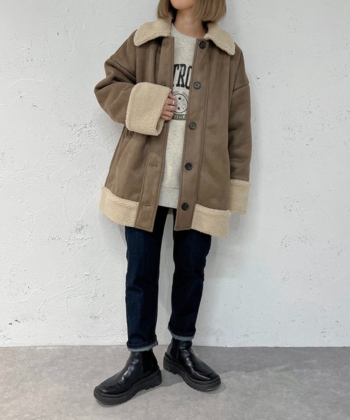 apres jour mignon(アプレジュールミニョン)の「フェイクムートンコート【ZOZOTOWN限定アイテム】(ムートンコート・レディース・アイボリー/モカ・X-LARGE/フリー)」の6枚目の写真