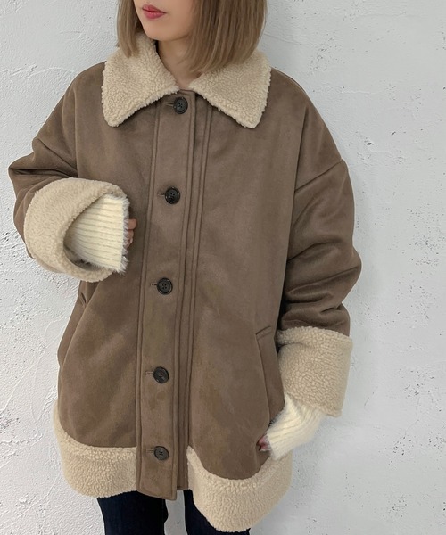 apres jour mignon(アプレジュールミニョン)の「フェイクムートンコート【ZOZOTOWN限定アイテム】(ムートンコート・レディース・アイボリー/モカ・X-LARGE/フリー)」の20枚目の写真