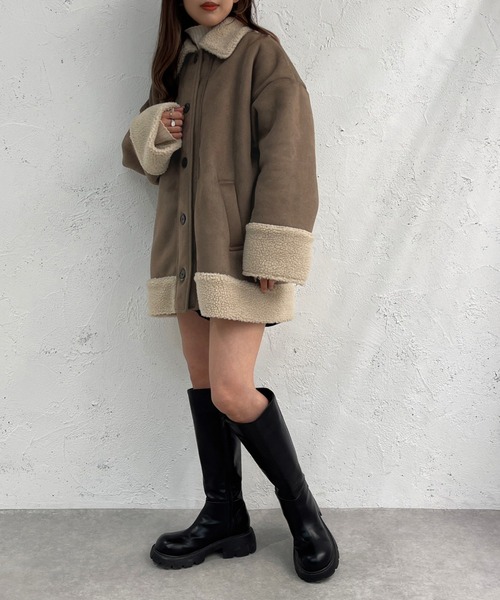 apres jour mignon(アプレジュールミニョン)の「フェイクムートンコート【ZOZOTOWN限定アイテム】(ムートンコート・レディース・アイボリー/モカ・X-LARGE/フリー)」の22枚目の写真