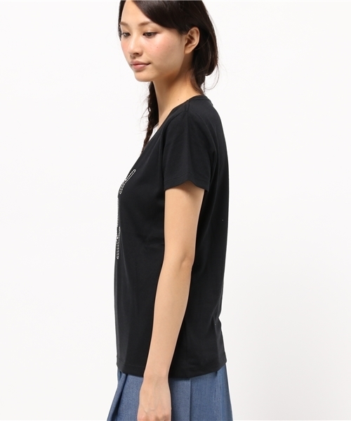 CIAOPANIC(チャオパニック)の「【Ciaopanic】 刺繍ロゴTee(Tシャツ/カットソー・レディース・ホワイト/ブラック・FREE)」の4枚目の写真