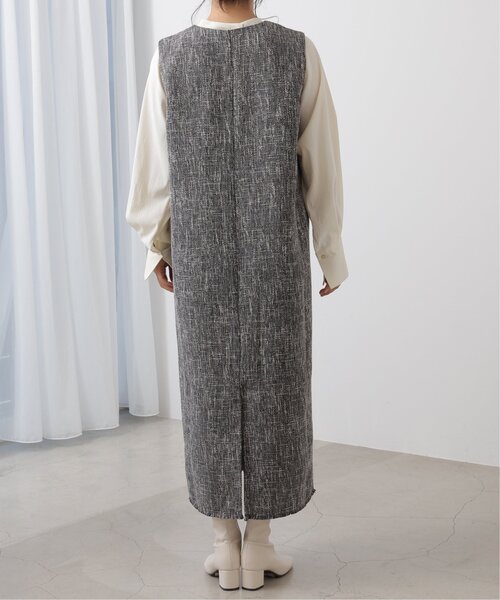 frames RAY CASSIN（フレームスレイカズン）の「ミックスツイードVネックワンピース（ジャンパースカート・レディース・ブラック/キナリ/ベージュ・FREE）」の9枚目の写真