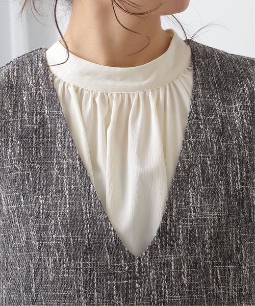 frames RAY CASSIN（フレームスレイカズン）の「ミックスツイードVネックワンピース（ジャンパースカート・レディース・ブラック/キナリ/ベージュ・FREE）」の11枚目の写真