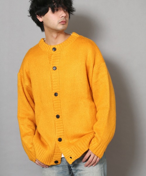 CERCA（チェルカ）の「bling leads/モヘアタッチクルー/N BIGカーデ（カーディガン/ボレロ・メンズ・マスタード/ライトグレー/グリーン/ブラック・MEDIUM/X-LARGE/LARGE）」の4枚目の写真