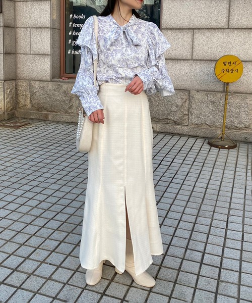 one after another NICE CLAUP(ワンアフターアナザーナイスクラップ)の「ツイードフロントスリットマーメイドスカート 2023SS(スカート・レディース・アイボリー/ブラック系その他/ピンク・SMALL/MEDIUM)」の13枚目の写真