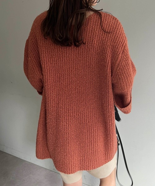 CAPRICIEUX LE'MAGE（カプリシューレマージュ）の「ハーフスリーブプルオーバー（ニット/セーター・レディース・ホワイト/グレー/オレンジ・FREE）」の14枚目の写真