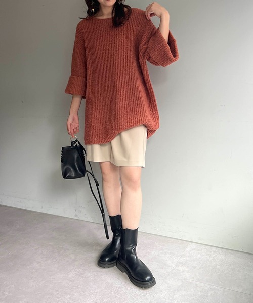 CAPRICIEUX LE'MAGE（カプリシューレマージュ）の「ハーフスリーブプルオーバー（ニット/セーター・レディース・ホワイト/グレー/オレンジ・FREE）」の19枚目の写真