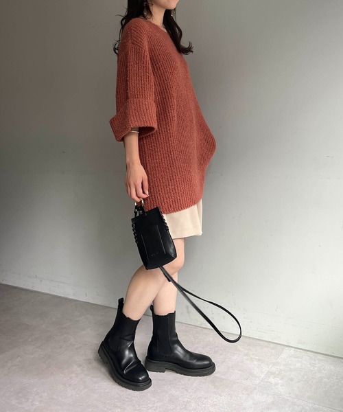 CAPRICIEUX LE'MAGE（カプリシューレマージュ）の「ハーフスリーブプルオーバー（ニット/セーター・レディース・ホワイト/グレー/オレンジ・FREE）」の20枚目の写真