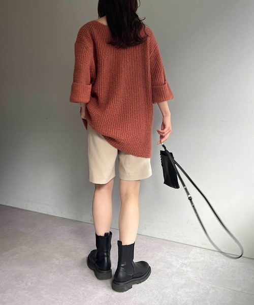 CAPRICIEUX LE'MAGE（カプリシューレマージュ）の「ハーフスリーブプルオーバー（ニット/セーター・レディース・ホワイト/グレー/オレンジ・FREE）」の21枚目の写真