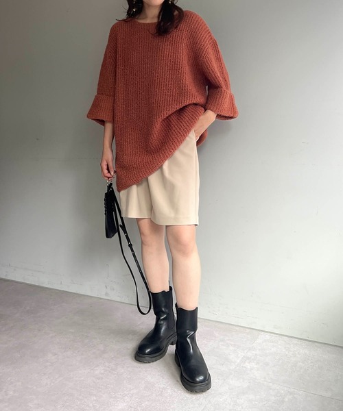 CAPRICIEUX LE'MAGE（カプリシューレマージュ）の「ハーフスリーブプルオーバー（ニット/セーター・レディース・ホワイト/グレー/オレンジ・FREE）」の22枚目の写真